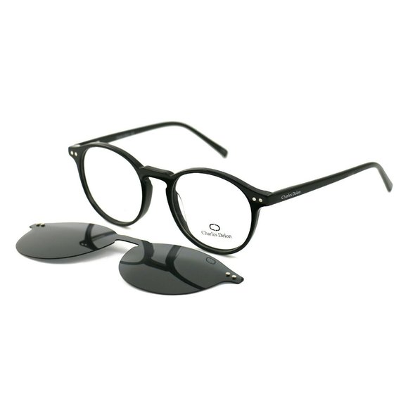 Charles Delon Round Women Black Plastic Frame